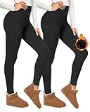 CAMPSNAIL Thermo Leggings Damen Gefütterte im Winter, High Waist Thermohose Dicke Warm Blickdicht für Sport (Schwarz/Schwarz,L/XL)