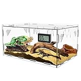 Reptilien Terrarium Tank, Acryl Transparente Reptilien Futterbox mit Temperatur Hygrometer, Insekten Futterbox, Reptilien Aufzuchtbox für Spinnen, gehörnte Frösche, Echse, Schlangen, 40 x 25 x 18 cm