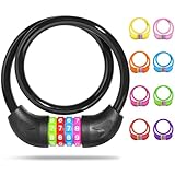 SPGOOD Fahrradschloss mit Zahlen für Kinder(10 x 650MM),Anti-Diebstahl Kabelschloss Code Kombination,Fahrrad Zahlenschloss für Mädchen Jungen,Fahrrad Zubehör Kinder Fahrrad Schloss (Schwarz)