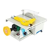 WOQLIBE 750W Edelstein Polierschleifmaschine, 5-in-1 Mini Tischkreissäge mit Schmuck Stein Poliermaschine, Multifunktionale Tischschleifmaschine für Polieren, Schneiden, Schleifen und Schnitzen