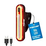 Fischer Fahrrad LED Akku-Stableuchte, 50 LEDs, Rücklicht, rear mit Akku und USB-Ladefunktion, Spritzwasserschutz nach IP44, StVZO-zugelassen, Schwarz