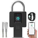 Vorhängeschloss Fingerabdruck, Anweller Vorhängeschloss, Schloss mit Schlüssel, Vorhängeschloss Wetterfest, Fingerabdruck und Bluetooth entsperren, für Tür, Garage, Schule