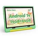 MUISOO 10 Zoll Kinder Tablet, Android 14 Tablet für Kinder, Octa Core Prozessor,1280x800 HD-Display, 5000 mAh Batterie, 14GB+64GB+1TB TF, WiFi 6, BT5.0,5MP+8MP Dual-Kamera Android Tablets, Grün