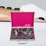 Hot Stone Massage Set Heiße Steine Erwärmer Mit 18 Vulkangesteine Tragbar Heizkoffer Massagesteinwärmer Set für Massage Entspannung, Muskeldruck entlasten
