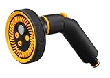 Fiskars Sprühpistole, 5 Funktionen, Stufenlos einstellbares Sprühbild, Daumengesteuerte Durchflusskontrolle, Universalgröße, Schwarz/Orange, 1052184