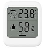 Aplusdeal Thermometer Hygrometer Innen, Digitales Thermo-Hygrometer Raumthermometer Temperatur und Luftfeuchtigkeitsmessgerät mit Raumklima-Indikator für Raumklimakontrolle Klima Montior, Weiß