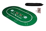 KrockaZone. XXL Profi Pokermatte 100 x 60cm + Tragetasche & Karten Set - Unterlage Pokertisch, Poker Tischauflage, Pokerteppich, Pokertuch - grün