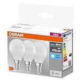 OSRAM Lamps Superstar Classic P GLOWdim LED-Lampen, Klassische Miniballform, Kunststoff, E14, 4.5 W, Kaltweiß, 3er-Pack, 3 Stück