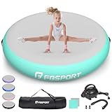 FBSPORT Aufblasbare Luftgymnastikmatte, Trainingsmatten mit Pumpe, 10,2 cm Dicke, Gymnastikmatte für Zuhause, Training, Cheerleading, Yoga, Wassernutzung (grün)
