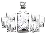 Elegantes Whiskey-Dekanter- und Glas-Set, Kristallglas-Dekanter mit 6 Whiskey-Gläsern, für Bourbon Scotch Likörspender-Dekanter