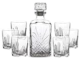 Elegantes Whiskey-Dekanter- und Glas-Set, Kristallglas-Dekanter mit 6 Whiskey-Gläsern, für Bourbon Scotch Likörspender-Dekanter