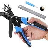 [Volles Set] Leder Locher, Diyife® Gürtel Locher, Heavy Duty Revolver Lochzange mit Extra Punch Platten und Lineal, Multi Sized Puncher für Gürtel, Kunsthandwerk, Karte, Gummi, etc.