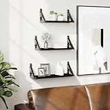 HFXHIJXQ 3er Set Wandregal Schwarz Holzwerkstoff 30/35/40 x 12 x 13 cm schwebendes Regal für Küche Bad Wohn- und Schlafzimmer Deko