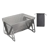 SK Wild Ones® Faltbarer Barbecue Camping Grill mit Tragetasche - holzkohlegrill edelstahl - Portable BBQ Grill - Campinggrill Klappbar - faltgrill outdoor - Campinggrill Holzkohle