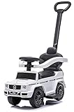 Rutschauto ab 1 Jahr mit Schubstange, Bobbycar, Mercedes G mit Schubstange, Kinderauto, Baby Auto (Weiß)