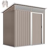 Outsunny Outdoor Gartenhaus 1,9m² 195x122x182 cm Outdoor Gartenhaus mit verstärktem Boden (Boden Nicht enthalten) Schiebetür Fenster Terrasse Terrassenunterstand Braun