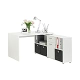 FMD Möbel Unbekannt 353-001 Schreibtisch-Winkelkombination Tisch ca. 136 x 75 x 68 cm, Regal ca. 137 x 71 x 33 cm, Weiß