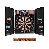 UItrasport elektronisches Dartboard mit Türen, Classic Dart für 16 Spieler, Dartspiel mit LED-Anzeige, 38 Spielen und vielen Varianten/Dartscheibe inklusive 12 Softpfeile und verschließbaren Türen