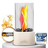 Glanzfeuer Bioethanol Feuerschale Outdoor & Indoor Bio Ethanol - Extra Lange Brenndauer - Tischfeuer Deko - Tisch Kamin Feuer Set - Garten & Deko Geschenk