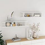LEDSIX Möbelset Wandregal 2-teilig Hochglanz Weiß 105x18x20cm Holzregal