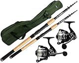 Angel Berger Angelset Komplettset 2 Teleskopruten Rollen Rutentasche Angelruten Angelrollen mit Angelschnur und Rutentasche