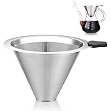 MESNEY Edelstahl Kaffeefilter – Wiederverwendbarer Permanentfilter für Handfilter Kaffee, Feines Edelstahlgewebe, Tropffreies Design, Nachhaltiger Kaffeefilter für Zuhause und Büro