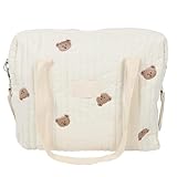 Baby Kinderwagen Aufbewahrung Beutel Großer Kapazität Multifunktional Baumwollhängeorganisator für Reiseinkäufe Eltern 30x12x36cm (Beige Bear)