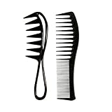 Haarkamm, 2 Stück Breite Zahnkämme Professioneller Friseur Kamm Antistatischer Grobzinkiger Kamm Hitzebeständige Haar Kamm Kit für Frauen Männer (Schwarz)