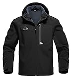 YSENTO Herren Softshelljacke Outdoor Fleecejacke Winter Windbreaker Funktionsjacke Gefüttert Übergangsjacke Wanderjacken mit Kapuze(Schwarz,XL)