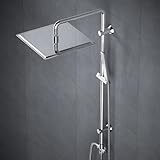 Görbach Edelstahl Duschset ohne Armatur, Chrom Duschsystem Regenduschset, Duschgarnitur mit eckige Kopfbrause 30x30cm