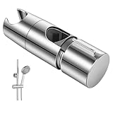 URAQT Universal Handbrause Halterung, Verstellbar Duschhalterung, 360° drehbar Brausehalter ohne Bohren | Duschbrausehalterung für Slide Bar 18-27 mm | Schieberklemme Bad Ersatz, Glänzend Chrome