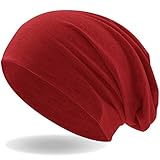 Hatstar Klassische Jersey Slouch Long Beanie Mütze, leicht und weich, für Damen und Herren (Rot)