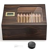 LEACHOI Handgefertigter Zigarren Humidor, Humidor Zigarren Schrank, Humidore Befeuchter und Zedernkern,Teiler & Hygrometer,Männer Geschenke Zigarrenzubehör (25-50 Zigarren)