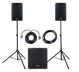 Pronomic Powerstage Concert 1812 2.1 - aktives PA-Set mit 1x 18-Subwoofer und 2X 12-Satelliten - 1800 Watt Gesamtleistung (RMS) - inklusive Lautsprecherstative und Kabel