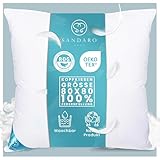 Sandaro Home Kopfkissen 80x80 Federn 2000g, Federkissen 80x80 cm mit 100% natürlicher Gänsefedernfüllung, Hautfreundlicher Bezug aus Reiner Baumwolle, Maschinenwaschbar, 100% Naturprodukt