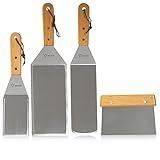 BBQ-Toro 4-teiliges Edelstahl Pfannenwender Set | Plancha Grill Zubehör Set mit Winkelpaletten und Grill Spachtel | Grillbesteck Set, Teppanyaki Grill Werkzeug, Grillhelfer