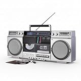 EUROtops DAB+-Boombox „Retro 1980er“ – Kassettendeck, CD, Bluetooth, USB, MicroSD, Radio, Aufnahmefunktion