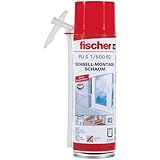 fischer Schnell-Montageschaum PU S 500, Bauschaum für Verfüllung, Dämmung & Isolierung, PU-Schaum inkl. Adapter für sofortigen Einsatz, 500 ml