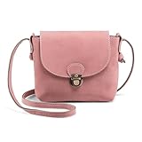 LaRechor Kleine Umhängetasche Damen mit Sicher Schloss, Vegan Leder Handtasche Mini Mädchen Teenager Frauen Tasche zum Umhängen (Pink)