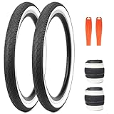 Fahrradreifen, 50,8 x 4,4 cm, 2 Stück, weiße Wand-Seitenreifen, Faltreifen, kompatibel mit 50,8 cm Kinderfahrrad, Faltrad, Dreirad, Trikes