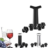 Bosiyrggrl Vakuumpumpe Manuelle Weinverschlüsse mit 4 Wiederverwendbaren Weinflaschenverschlüssen - Hält Wein Frisch