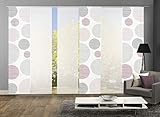 Vision S 96553 | 6er-Set Schiebegardinen Borden | halb-transparenter Stoff in Bambus-Optik | 6X 260x60 cm | Farbe:, Farbe:rosé