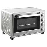 HOMCOM Mini Backofen 32L 100 °C-230 °C 1600 W Mini Ofen mit Backblech Krümelblech Grillrost und 3 Kochmodi Pizzaofen mit Timer Backblech-Griff Edelstahl Silber