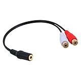 Lanko Vergoldete 3.5 mm Klinke Buchse auf 2 Female Buchsen Stereo Audio Splitter Adapter (15 cm) Schwarz