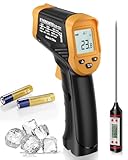 Infrarot-thermometer, Klein IR-Temperaturmessgerät -50°C-600°C (-58°F-1112°F), Berührungslos Digital Laser Thermometer mit Fleischthermometer, Nicht Medizinisch, für Kochen/Barbecue/Gefrierschrank