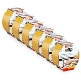 tesa Verlegeband extra stark klebend im 6er Pack - Doppelseitiges Klebeband zum Verlegen von Teppich und PVC-Belag - doppelseitig klebend - 10 m x 50 mm