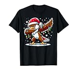 Dabbing Hawk trägt Weihnachtsmütze und Weihnachtsbaumlichter T-Shirt