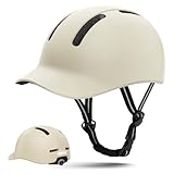 Shinmax Fahrradhelm für Damen und Herren, Einstellbarer Helm mit Visier & Sonnenschutz, Leicht & Belüftet für Urban Pendler Stadt & Rennrad (Weiß, L:55-60cm)