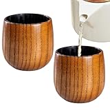 Generico Holzbecher | 2 Stück Antiker Stil, Getränkegläser aus Holz für Whisky | Für Geburtstag Papa Tee Wein Bier Heiße Getränke Kalt Für Haus Büro Restaurant Bar