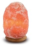 HIMALAYA SALT DREAMS Beleuchteter Salzkristall Rock mit Holzsockel, Kristallsalz aus Punjab/Pakistan, Orange, ca. 2-3 Kg